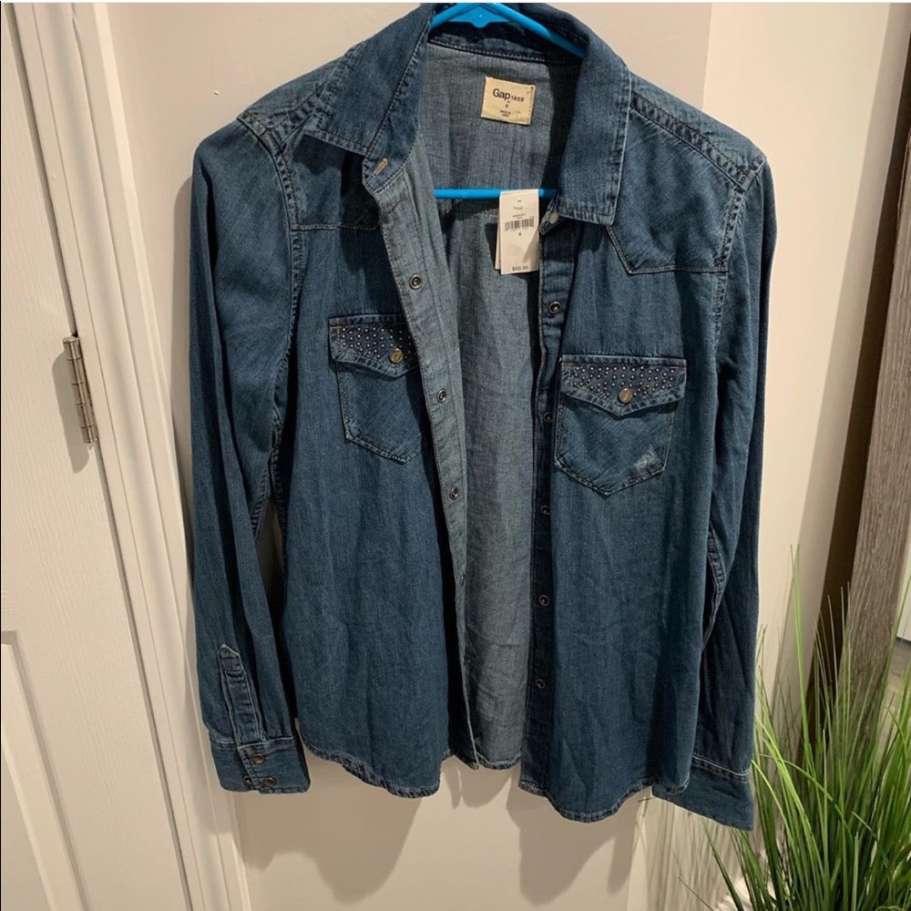 gap denim long sleeve throw over